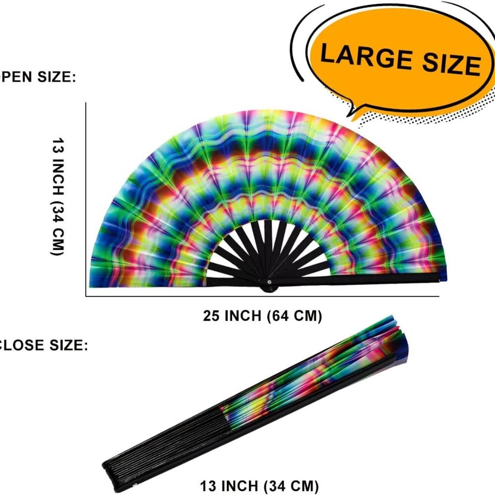 Rave Folding Hand Fan Popping Fans for Line Dancing, Large Clacking Fans Clap Fa - Picture 3 of 6